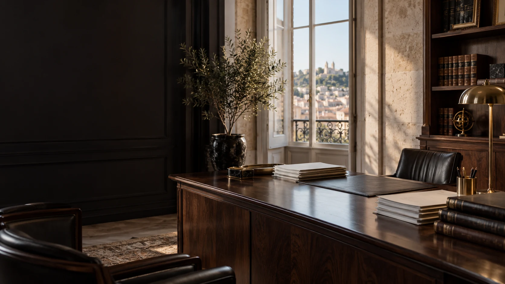 Interior elegante de um escritório de advocacia